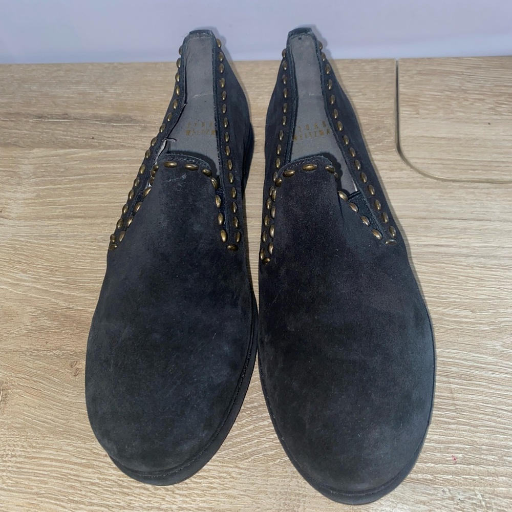Stuart Weitzman Gold Decor Suede Loafers Size 6